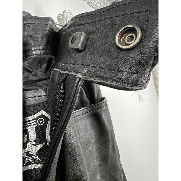 First Genuine Leather Pants Womens Black Smooth Motorcycle Pants Size 28 - Picture 4 of 7